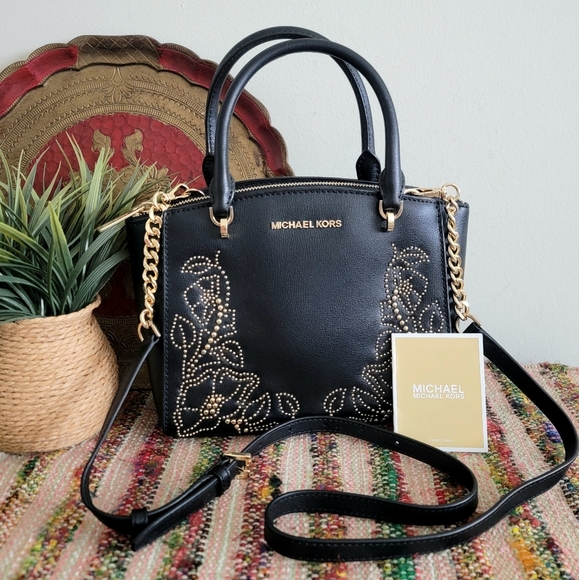 Michael kors Gold Beaded satchel bag Crossbody Bag NWOT - Picture 1 of 10